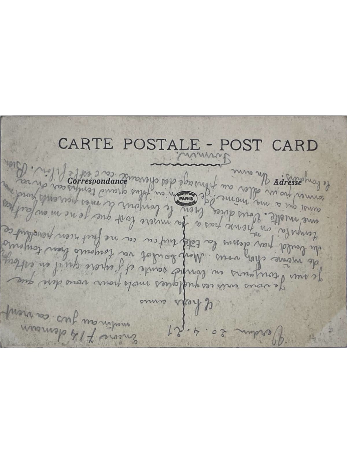 Verso de la carte postale
