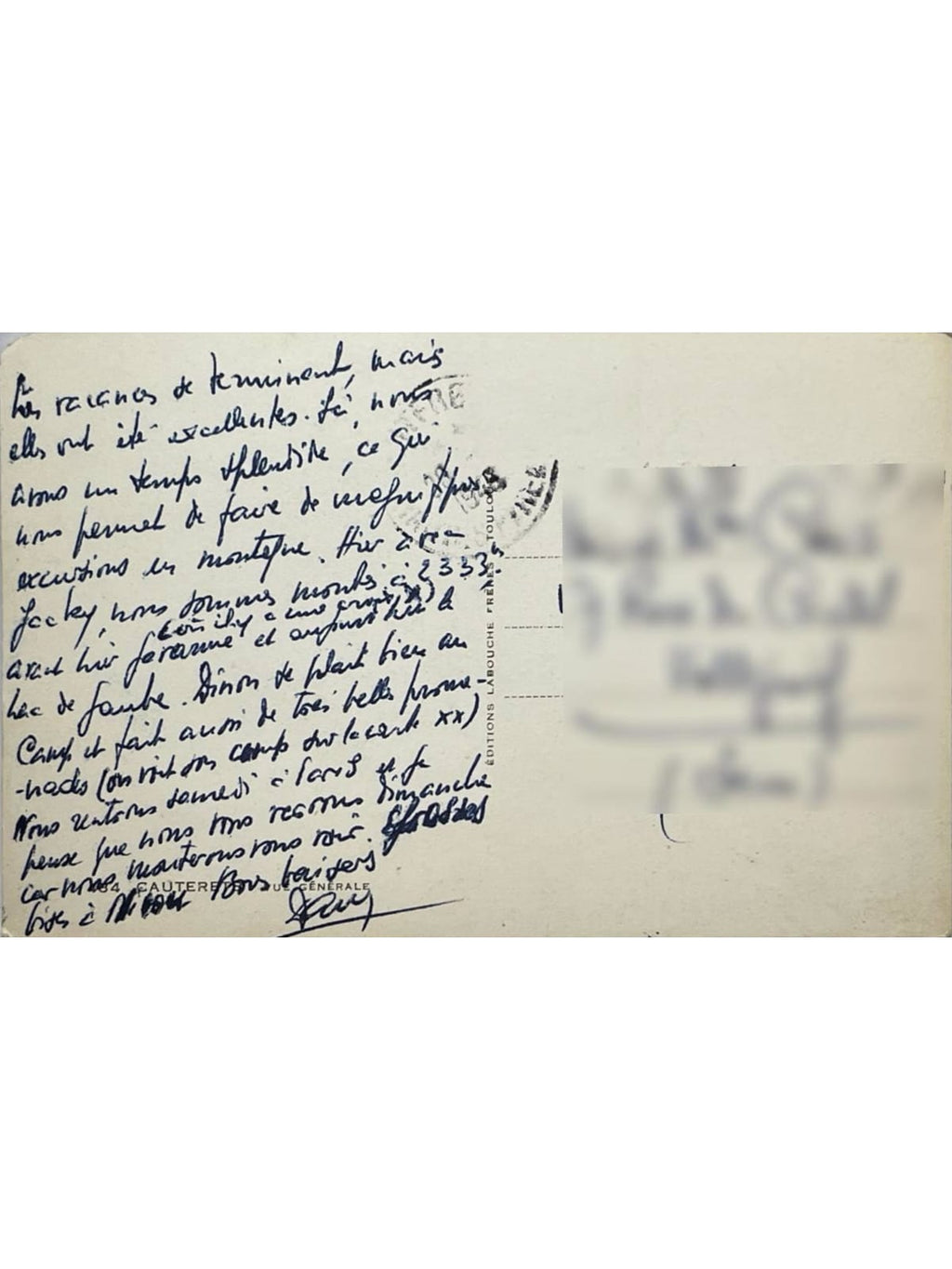 Verso de la carte postale