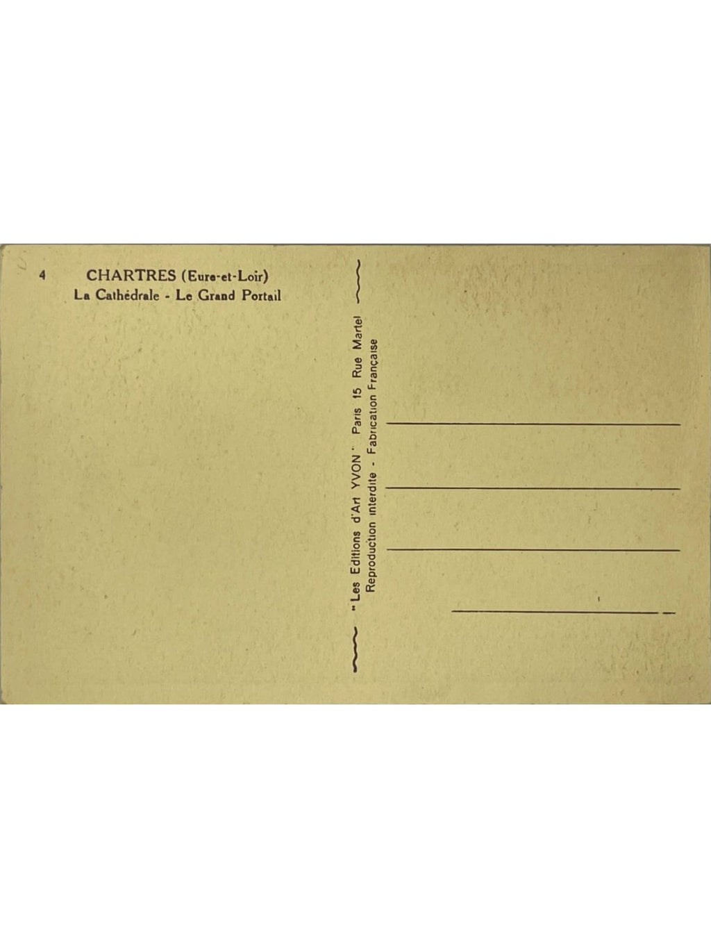 Verso de la carte postale