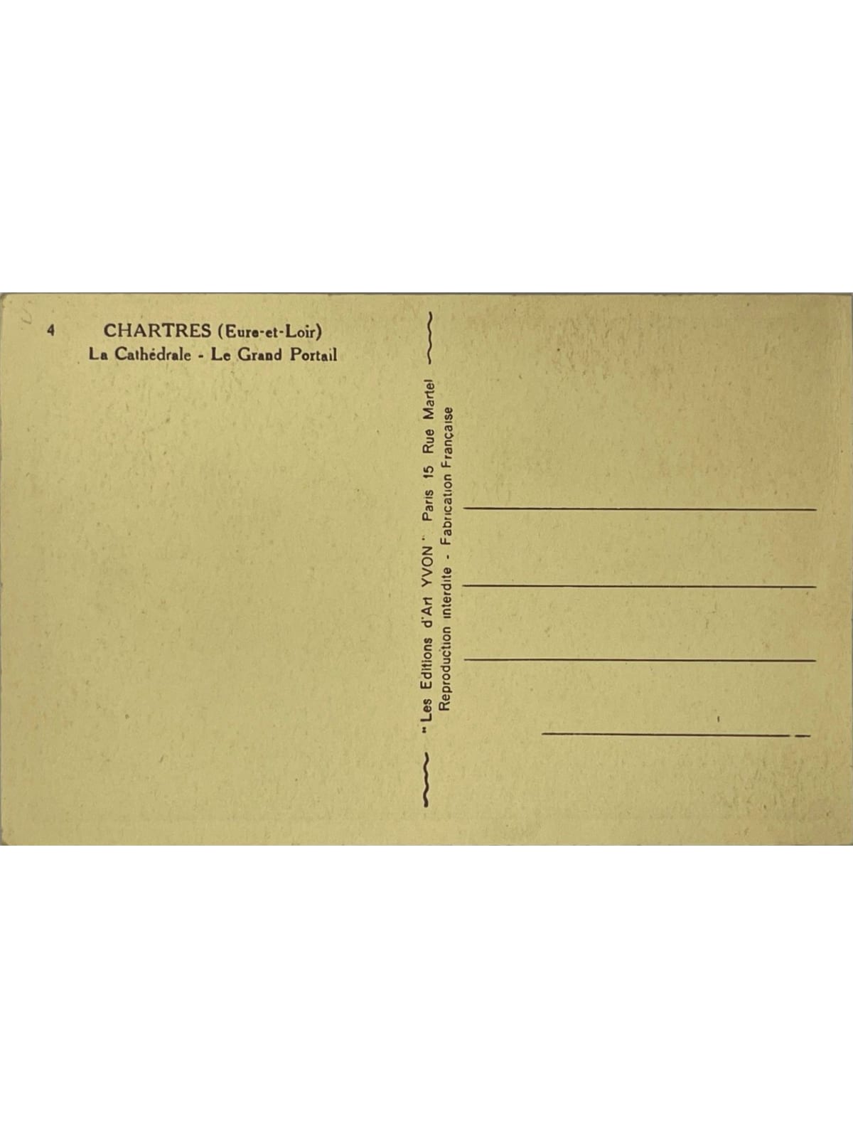 Verso de la carte postale