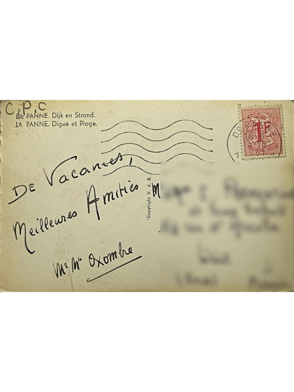 Verso de la carte postale
