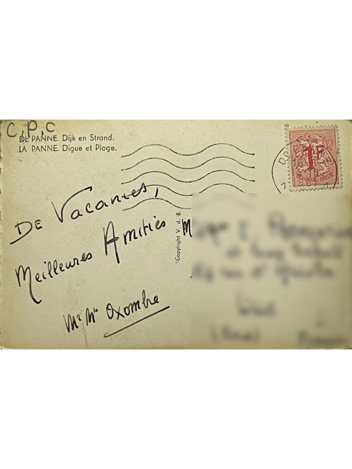 Verso de la carte postale