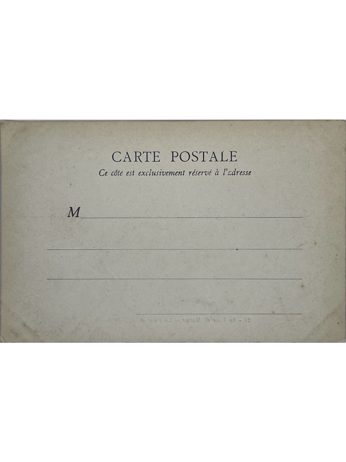 Verso de la carte postale