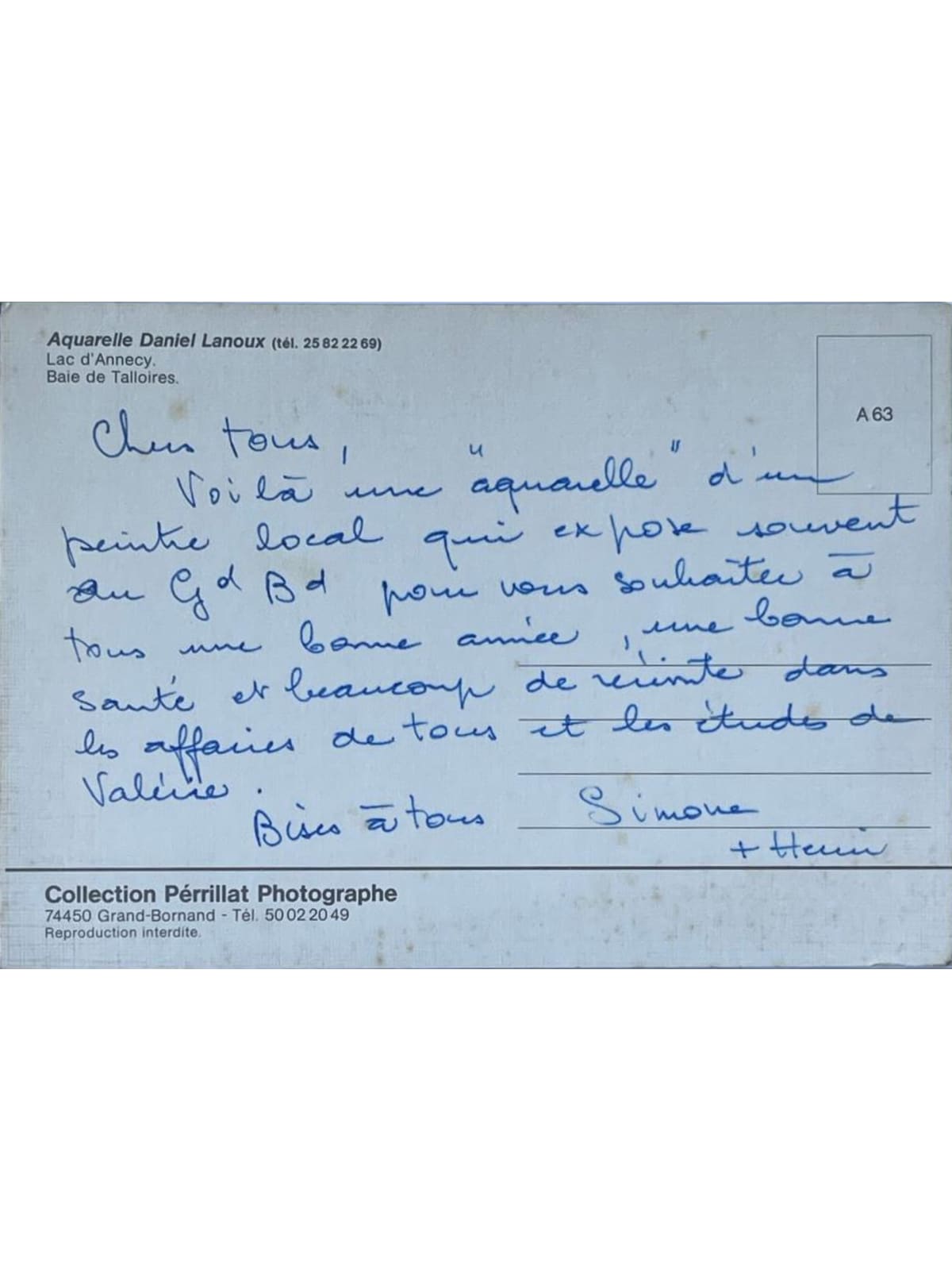 Verso de la carte postale