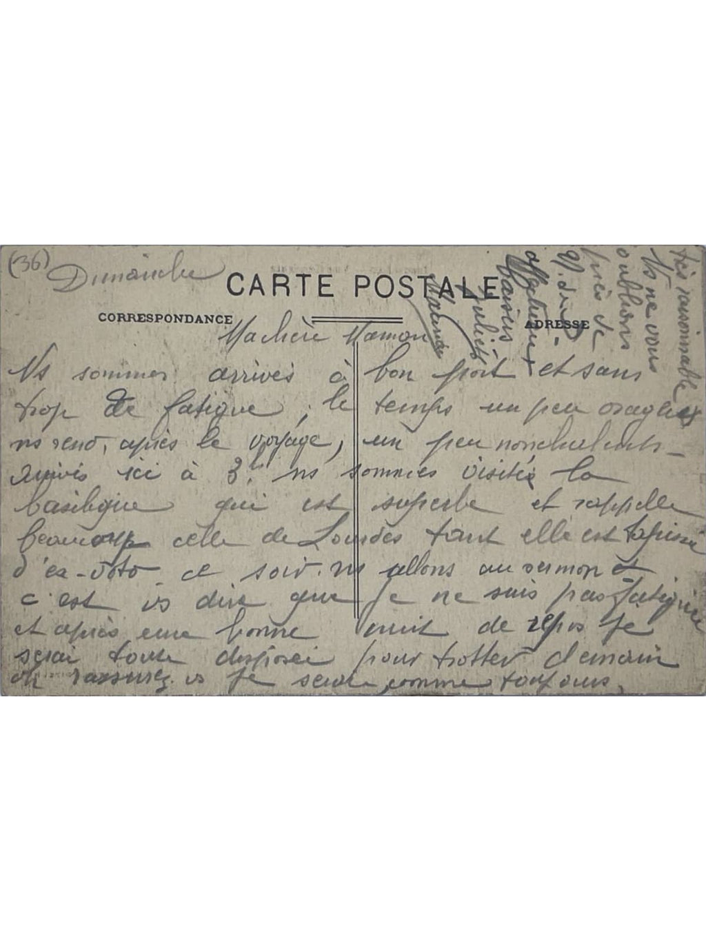 Verso de la carte postale