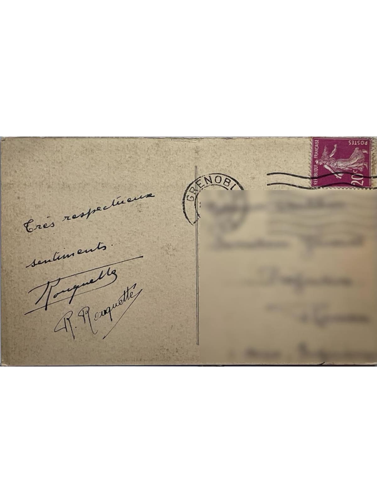 Verso de la carte postale