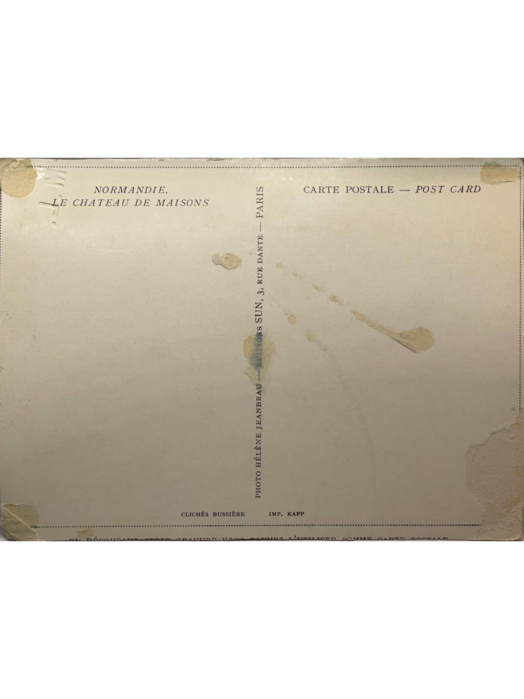 Verso de la carte postale