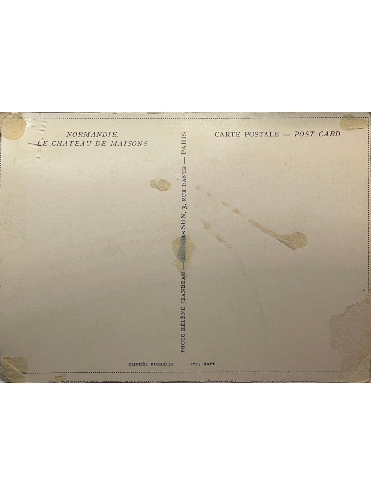 Verso de la carte postale