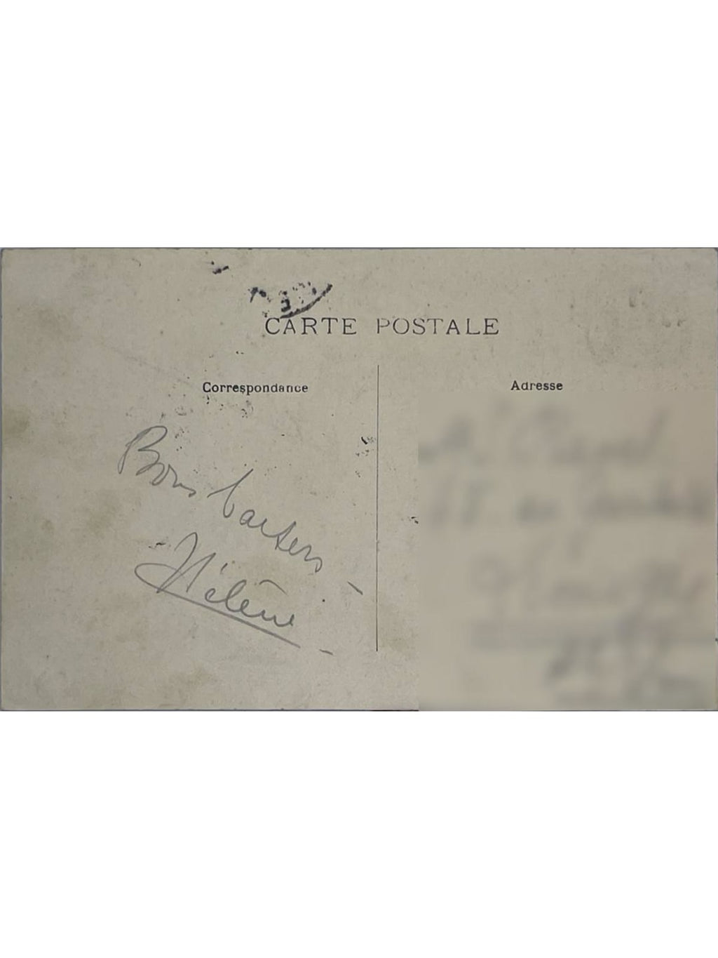 Verso de la carte postale
