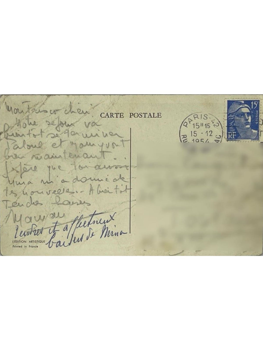 Verso de la carte postale