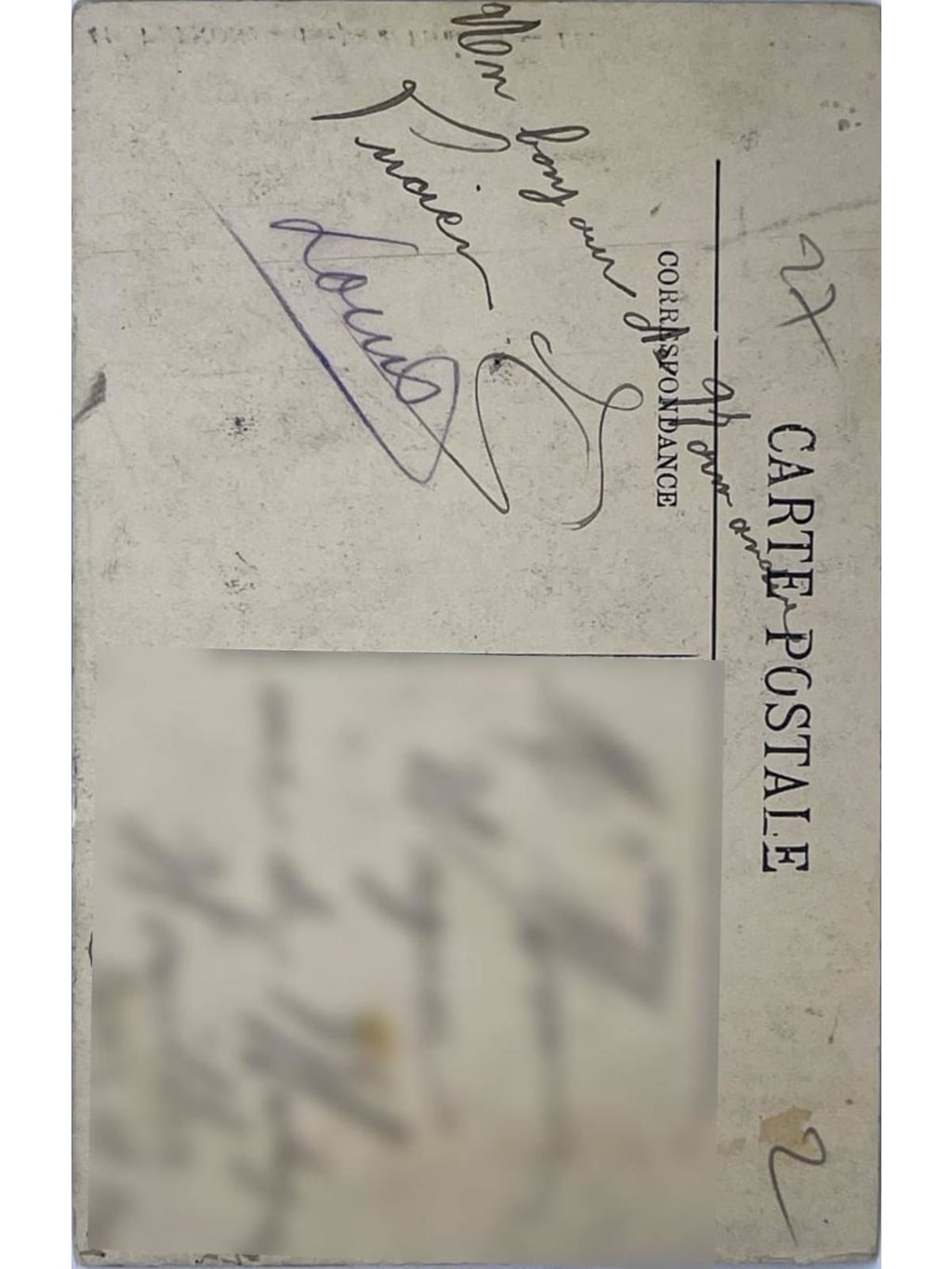Verso de la carte postale