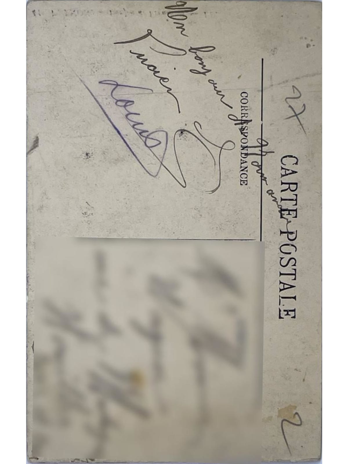 Verso de la carte postale