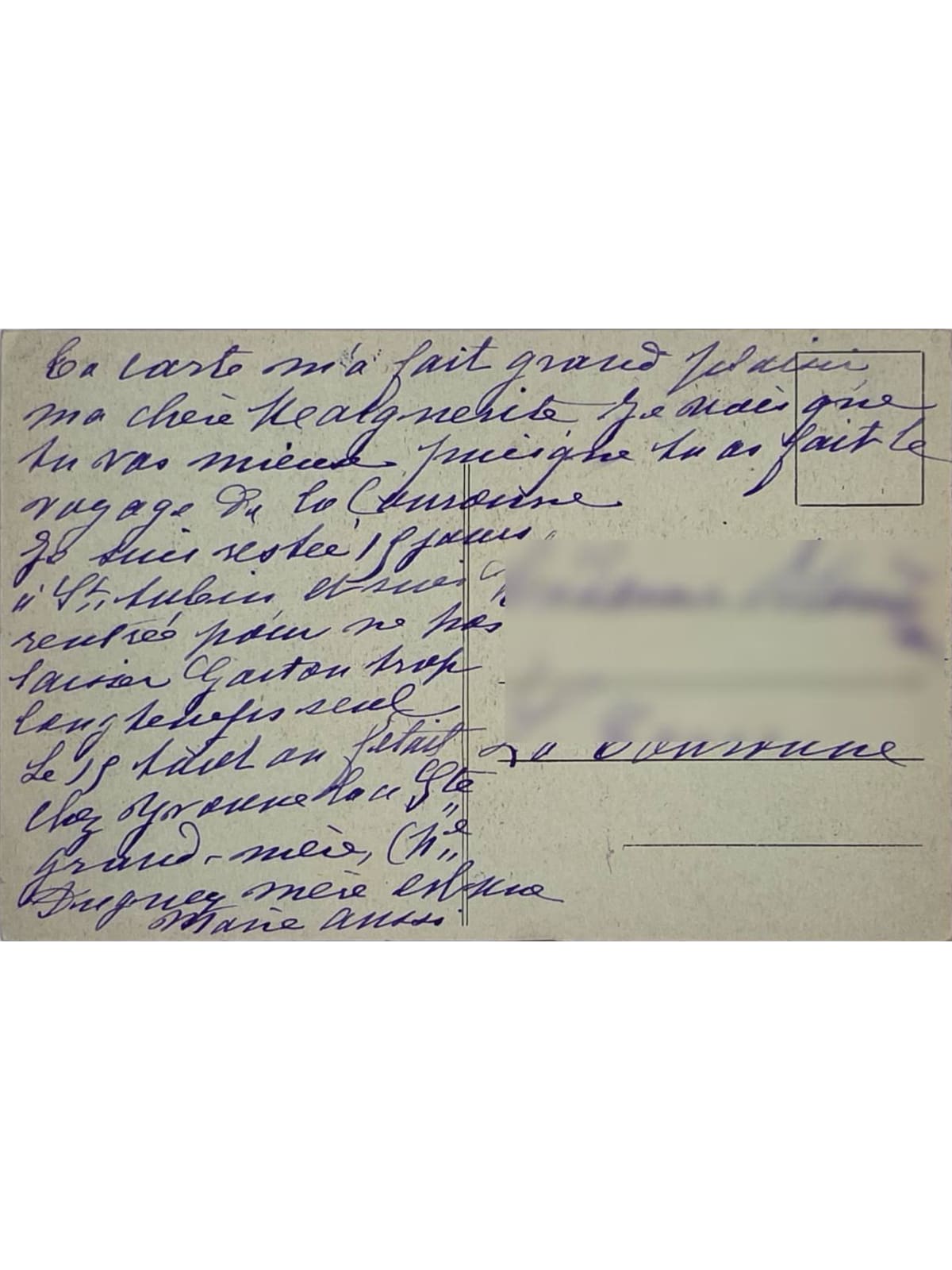 Verso de la carte postale
