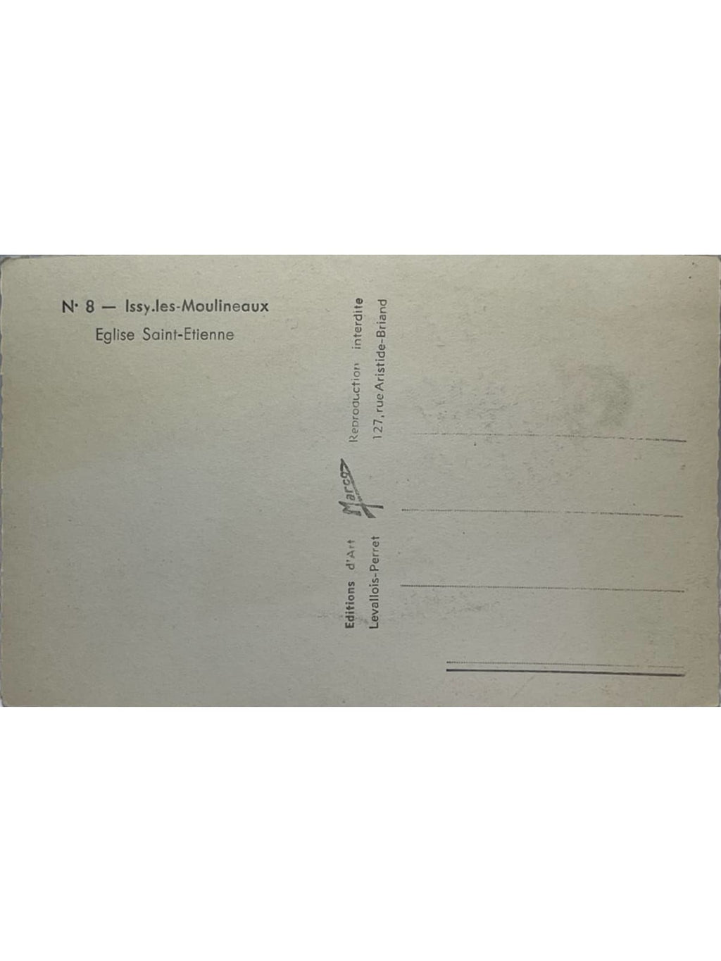 Verso de la carte postale