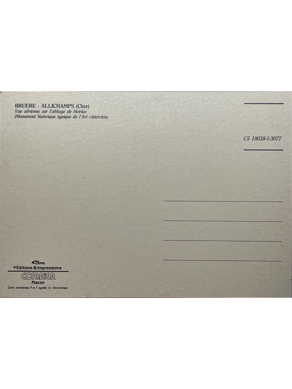 Verso de la carte postale