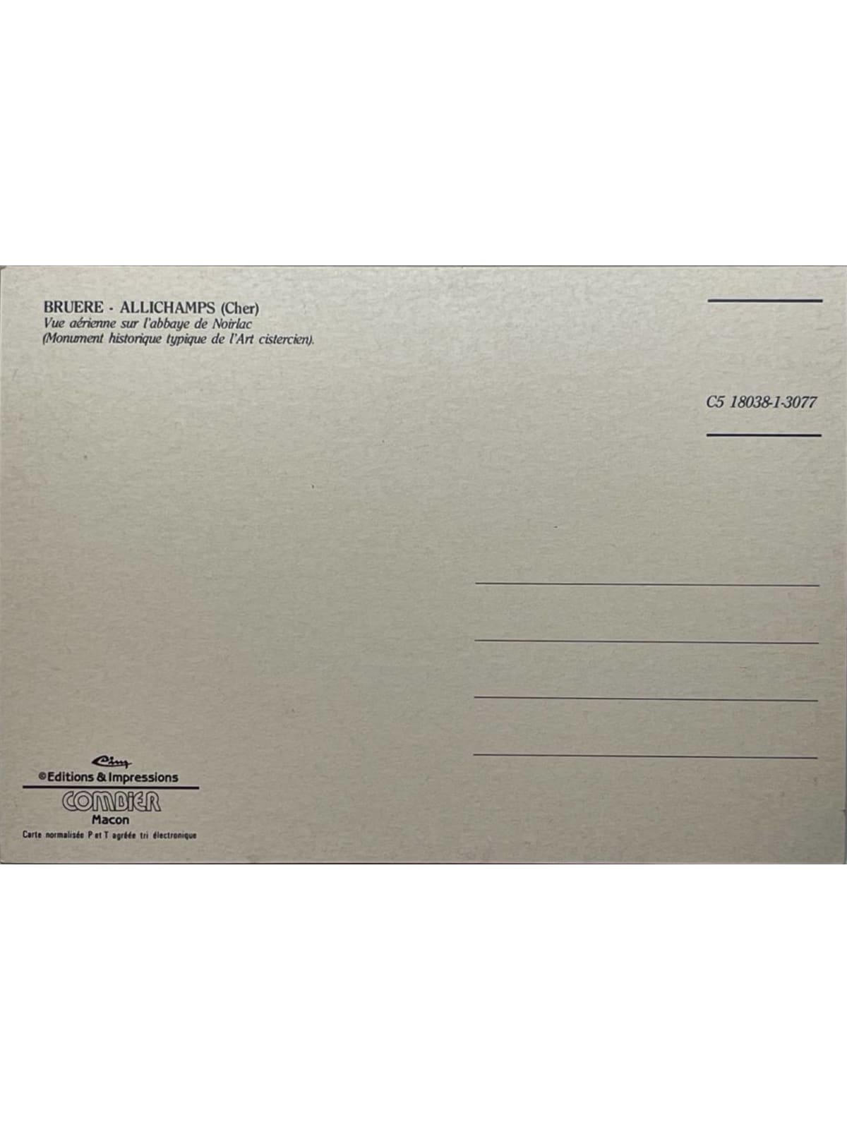 Verso de la carte postale