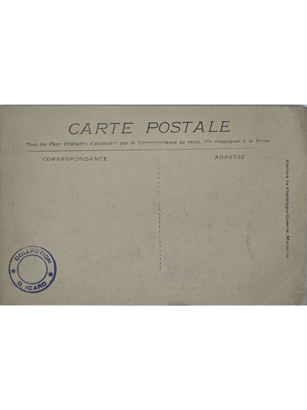 Verso de la carte postale