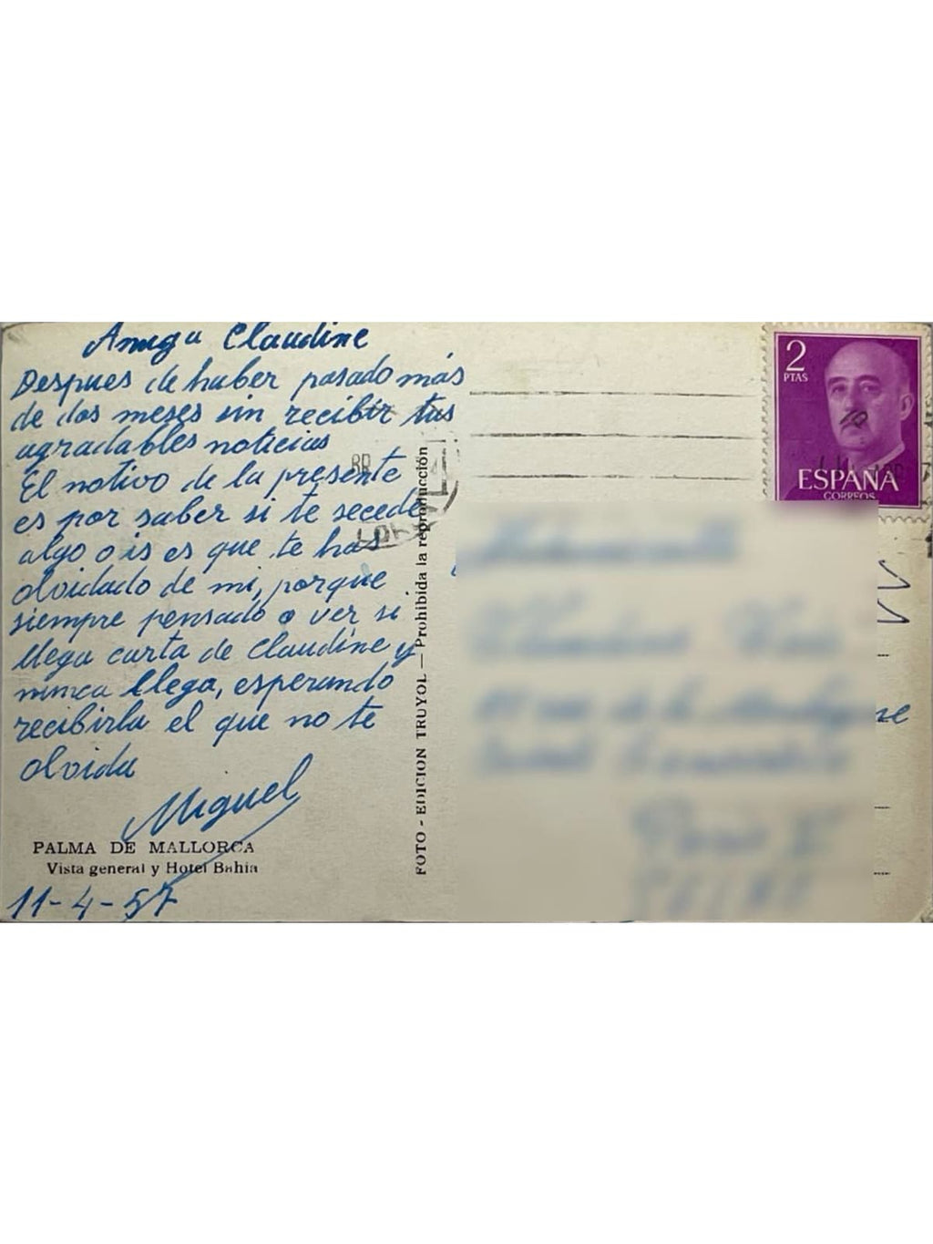 Verso de la carte postale