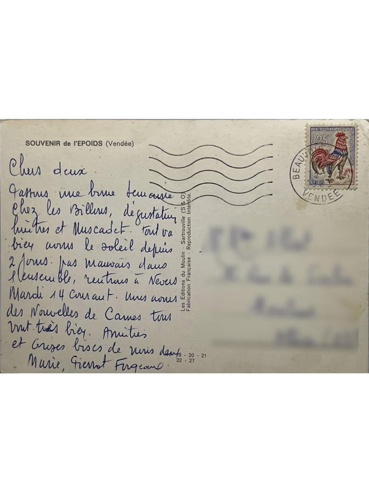 Verso de la carte postale