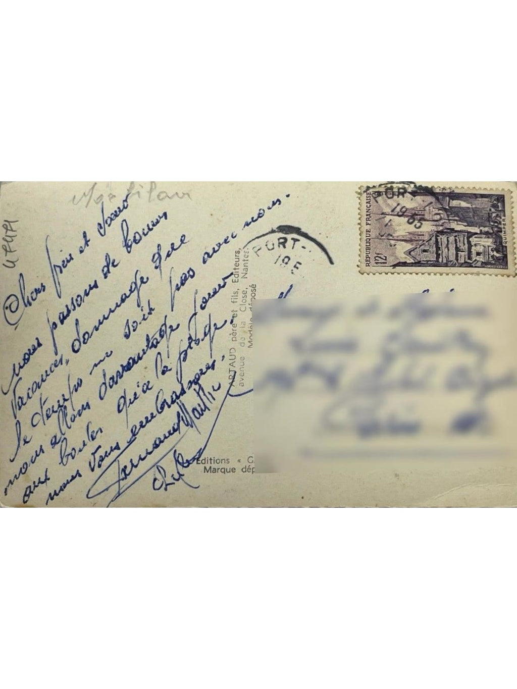 Verso de la carte postale