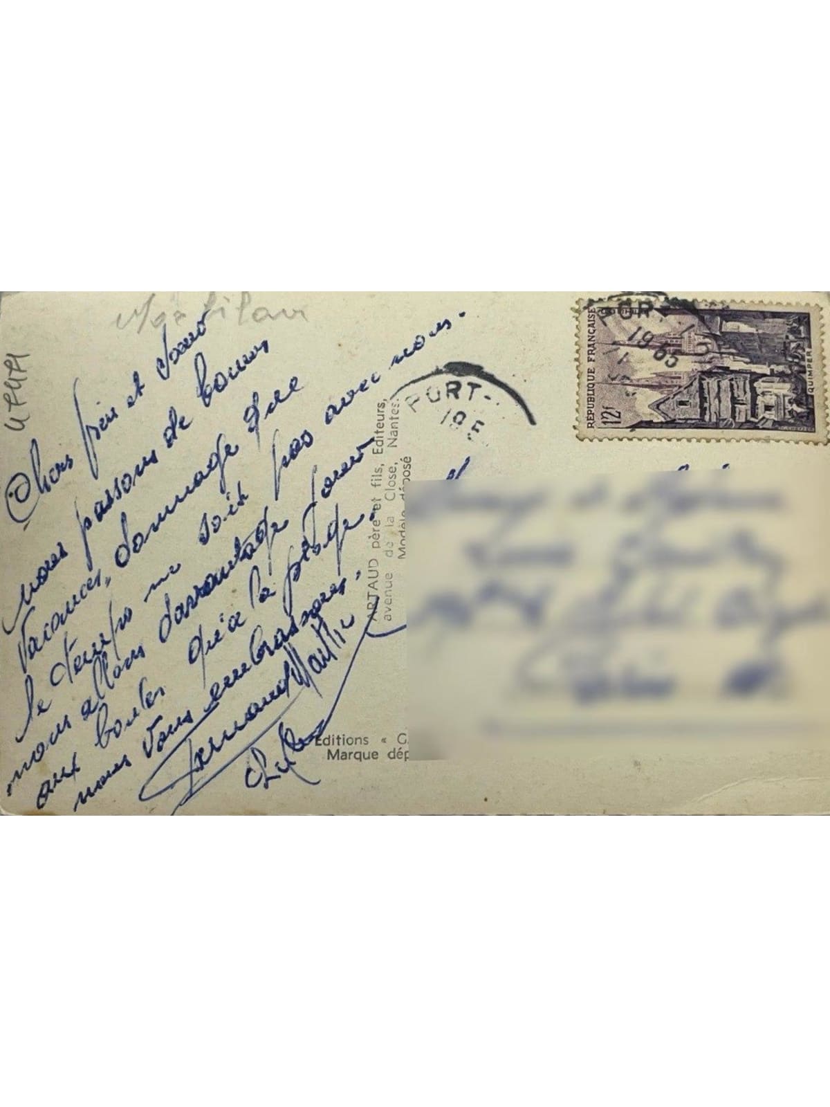 Verso de la carte postale