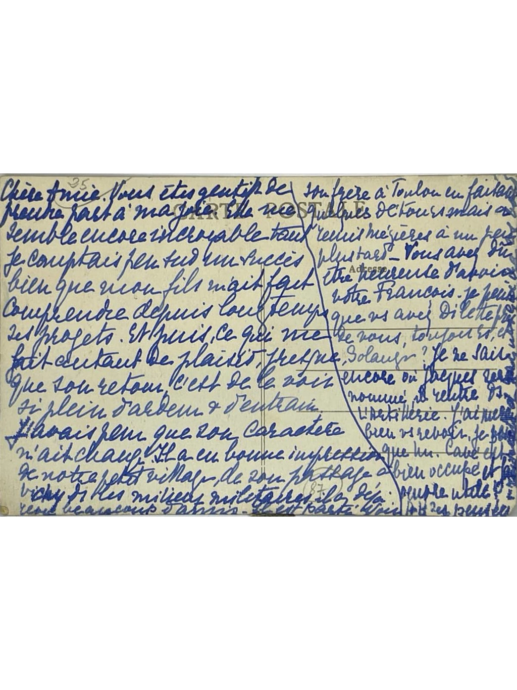 Verso de la carte postale