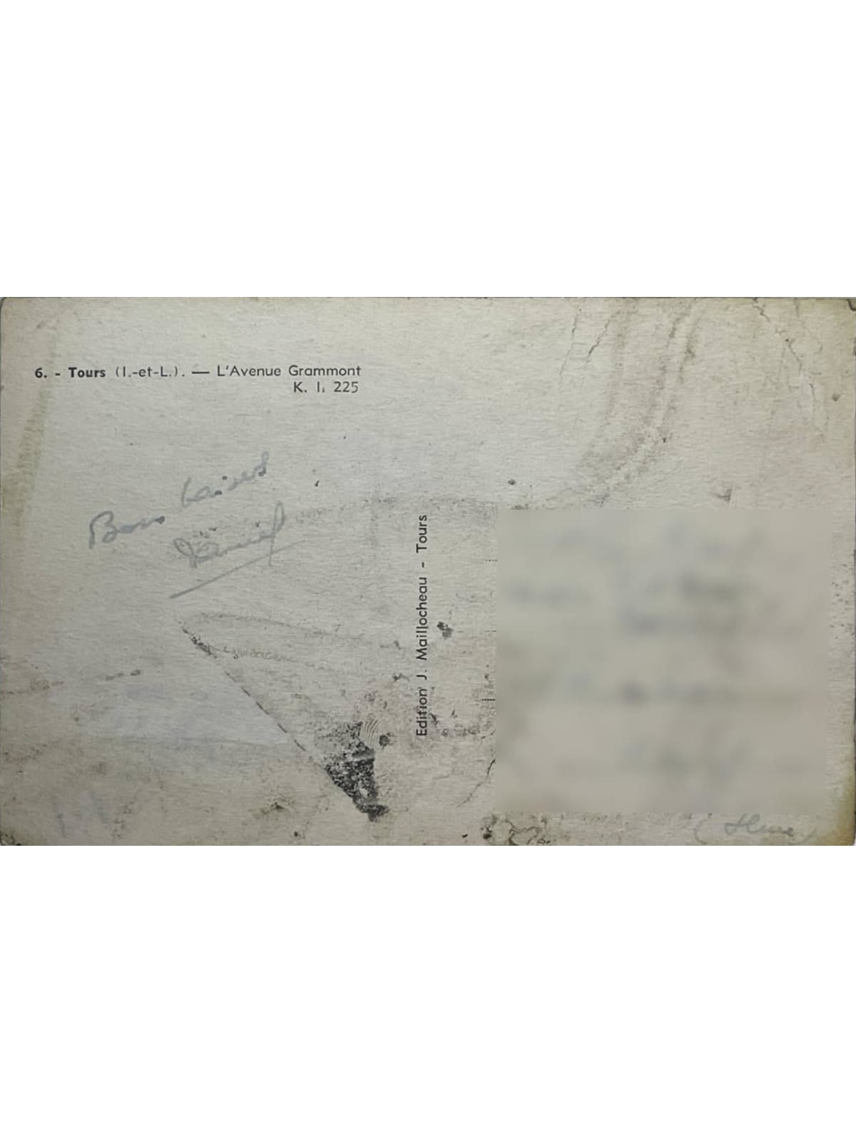 Verso de la carte postale