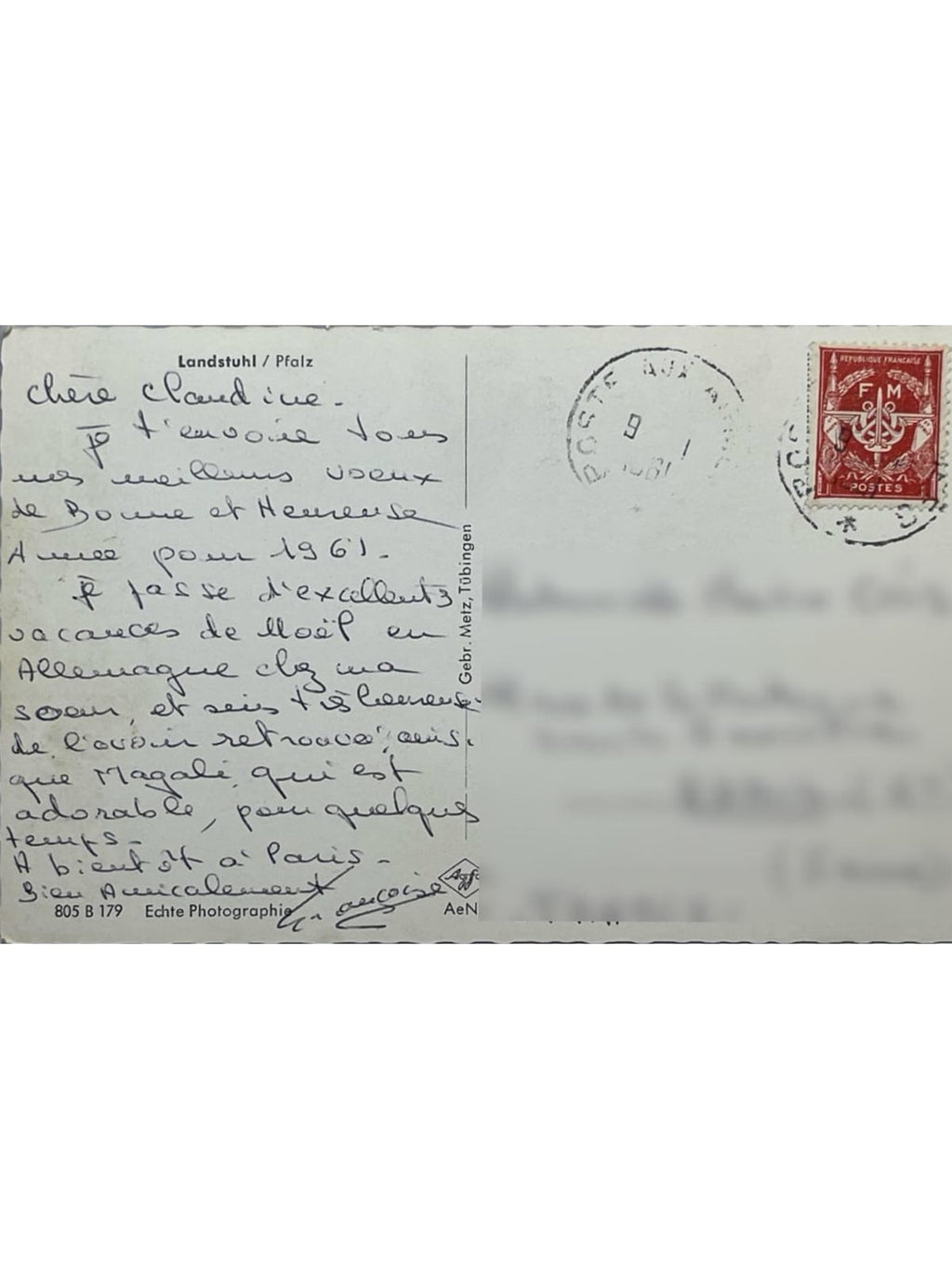 Verso de la carte postale