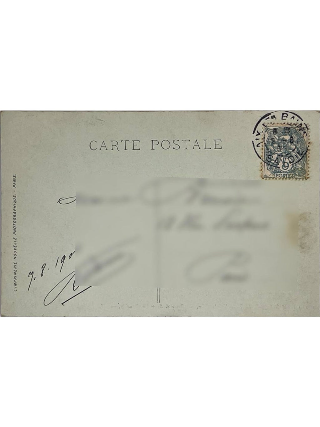 Verso de la carte postale