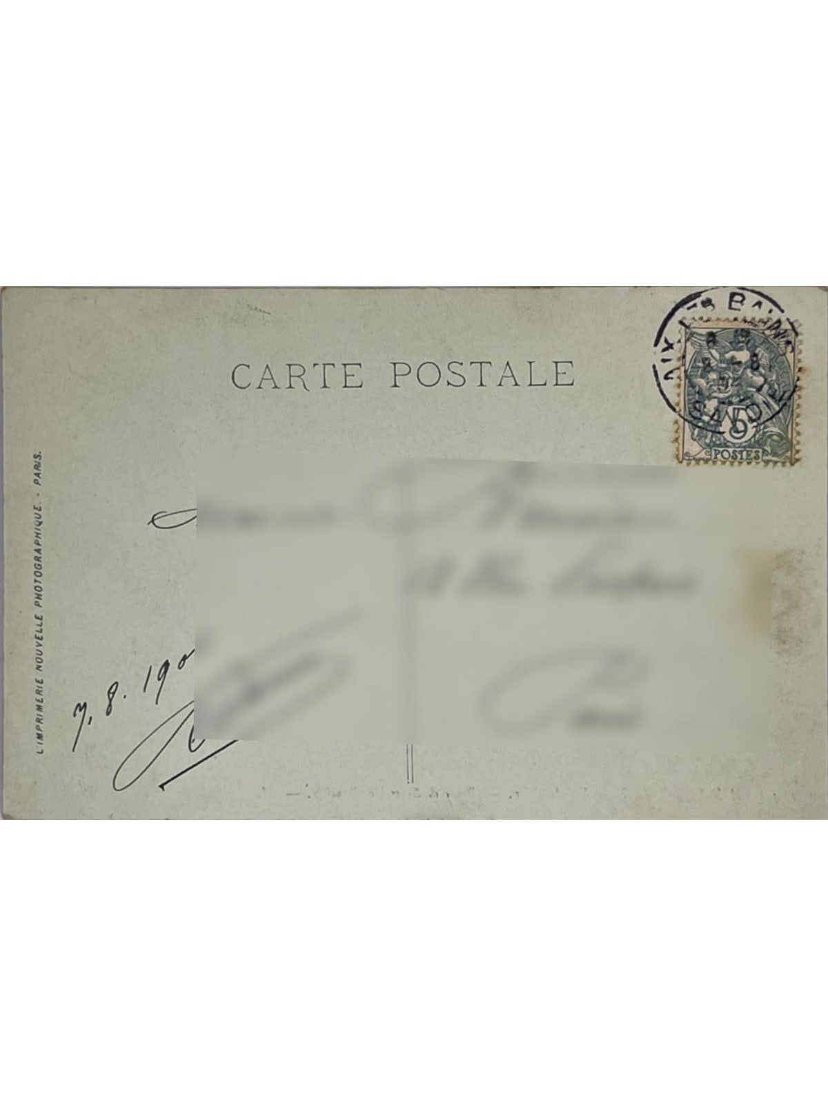 Verso de la carte postale