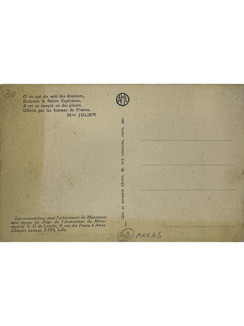 Verso de la carte postale