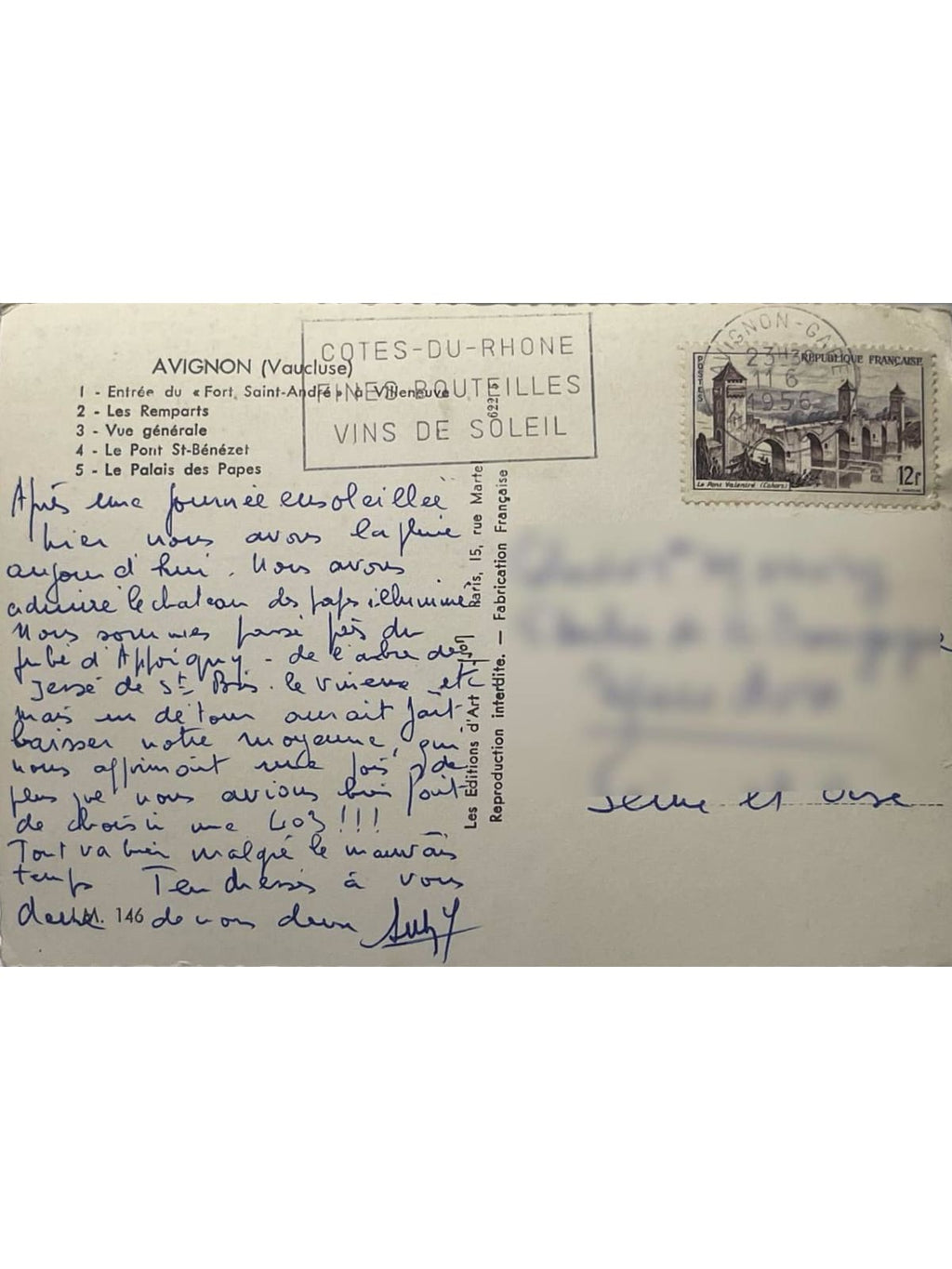 Verso de la carte postale