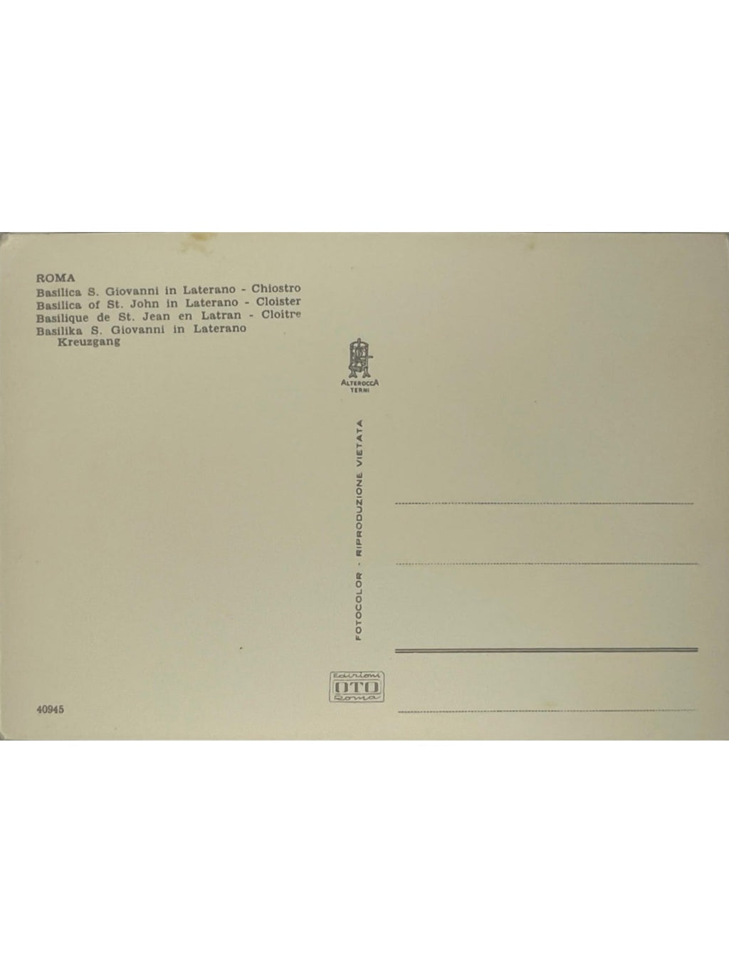 Verso de la carte postale