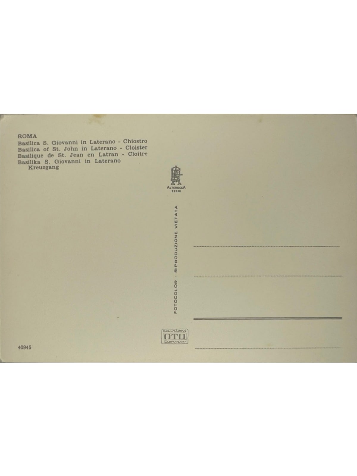 Verso de la carte postale