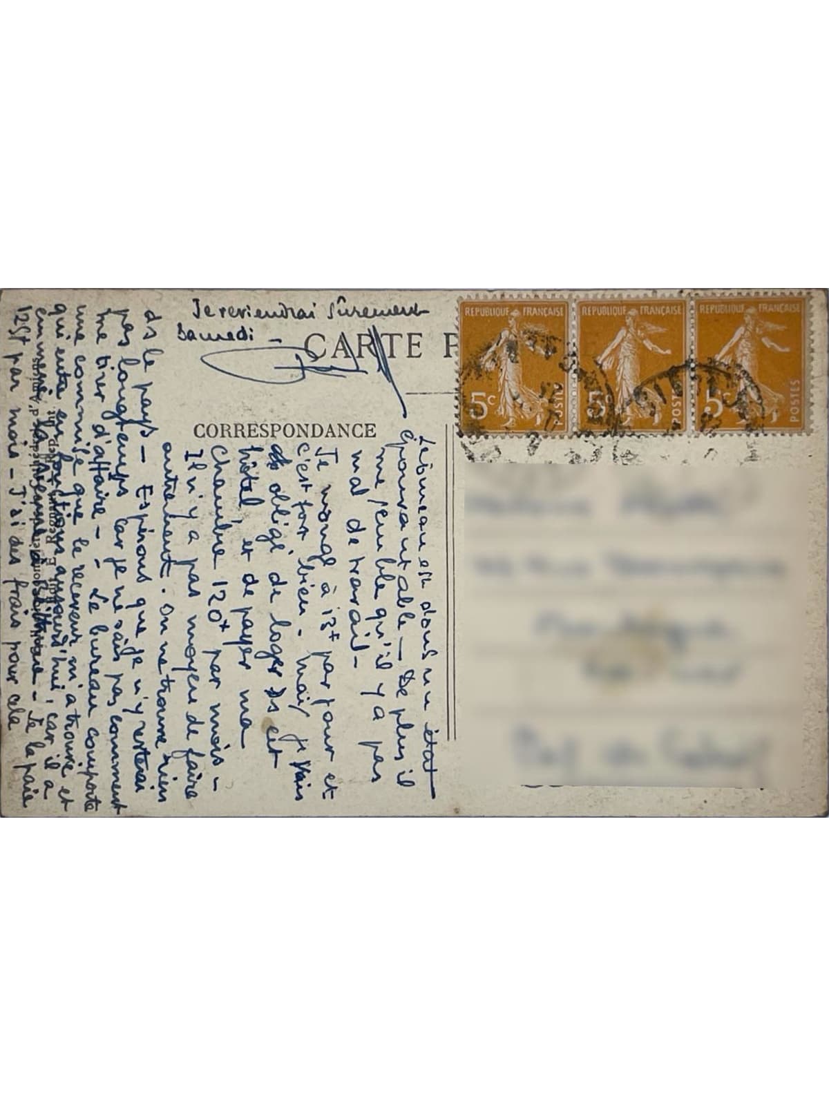 Verso de la carte postale