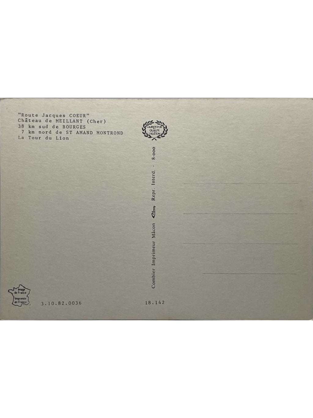 Verso de la carte postale