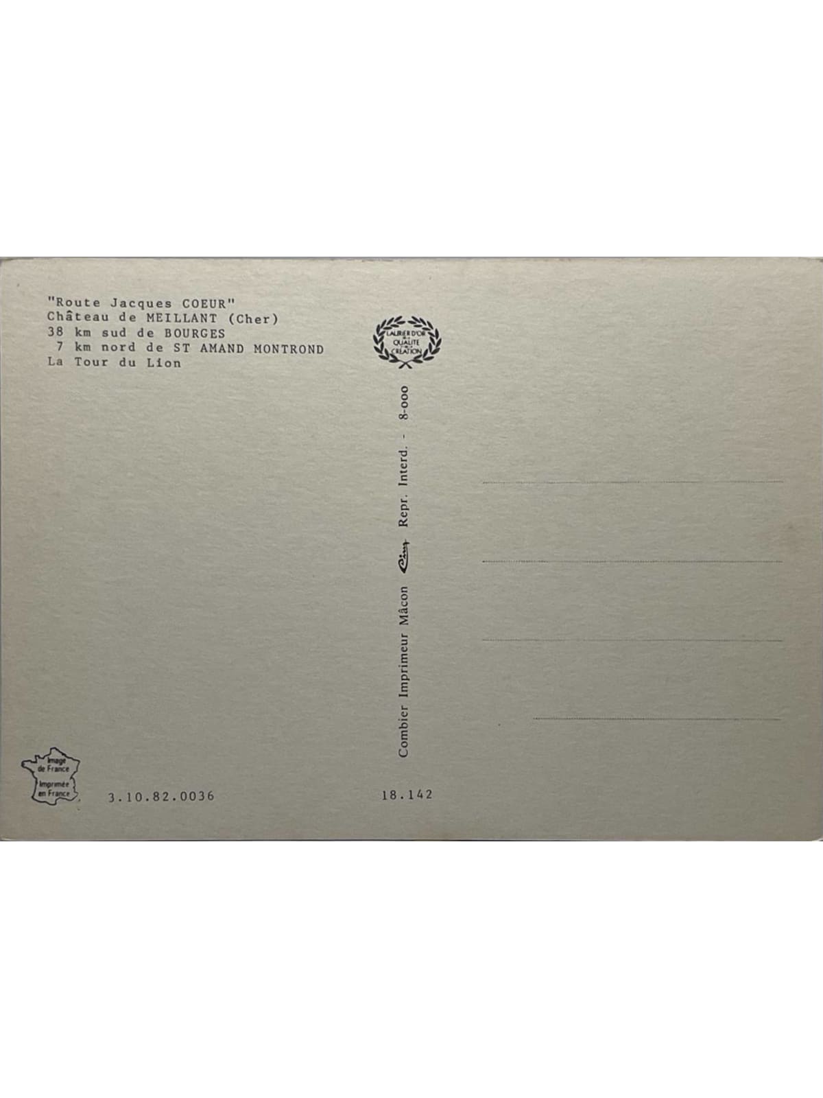 Verso de la carte postale