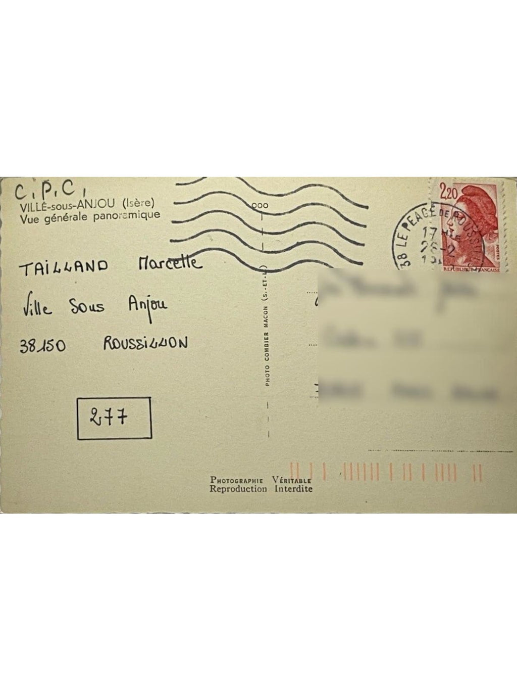 Verso de la carte postale