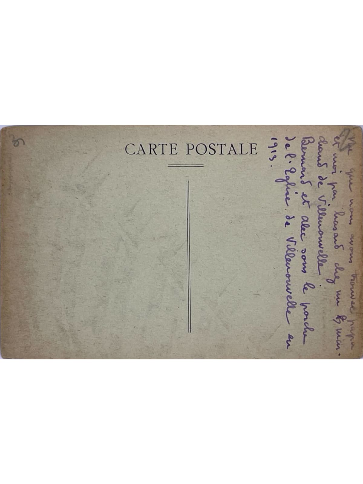 Verso de la carte postale