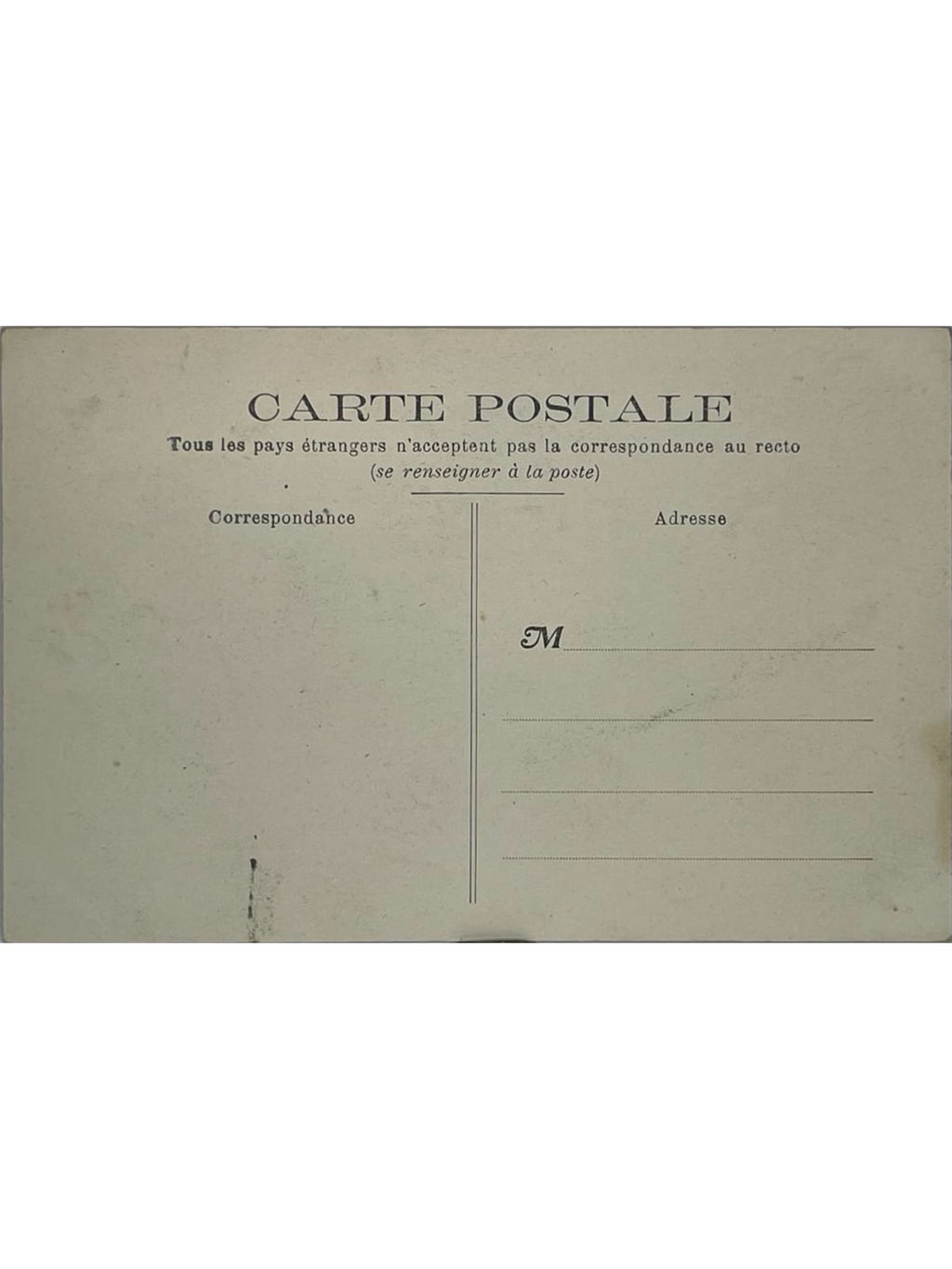 Verso de la carte postale