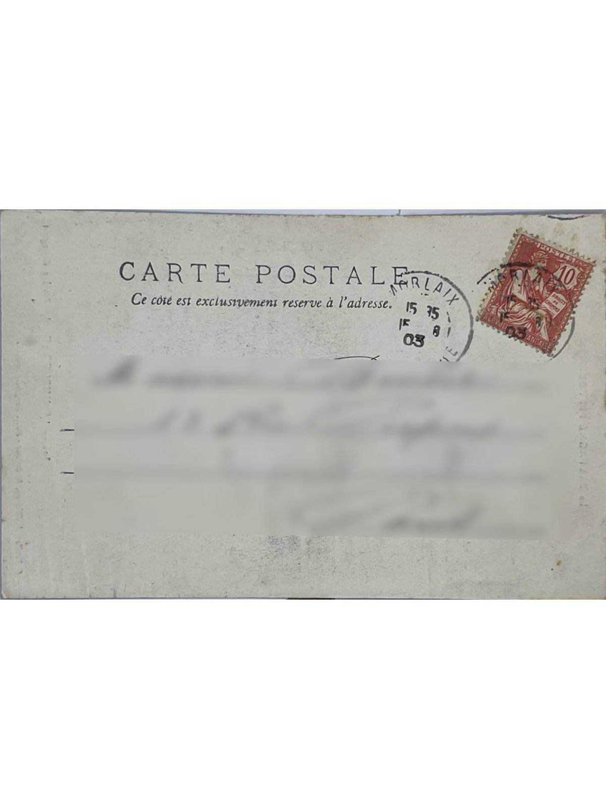 Verso de la carte postale