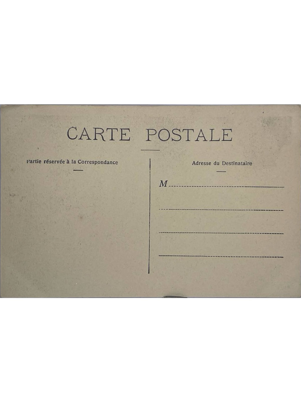 Verso de la carte postale