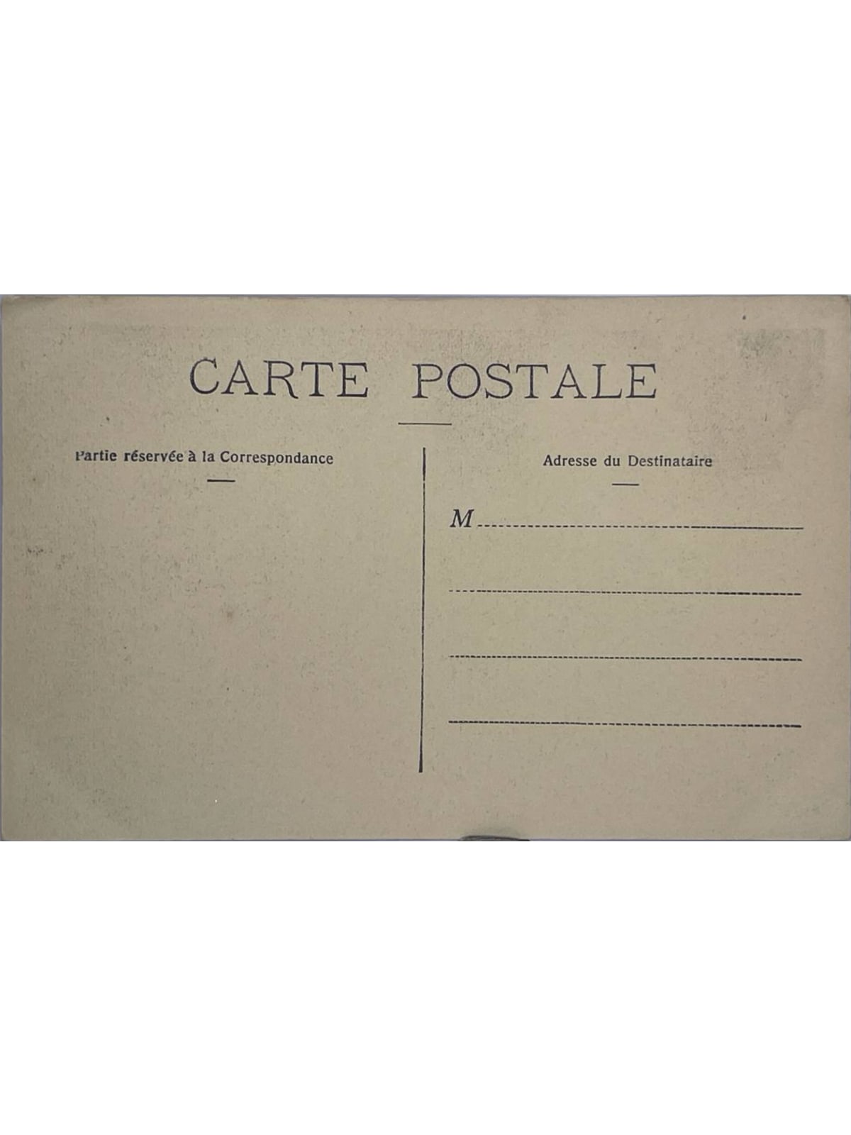 Verso de la carte postale