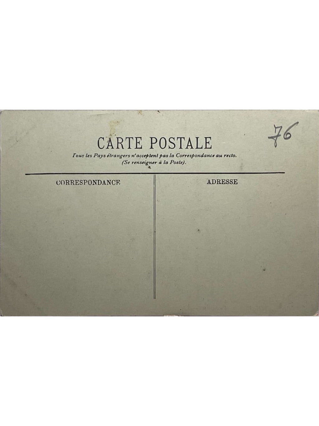 Verso de la carte postale