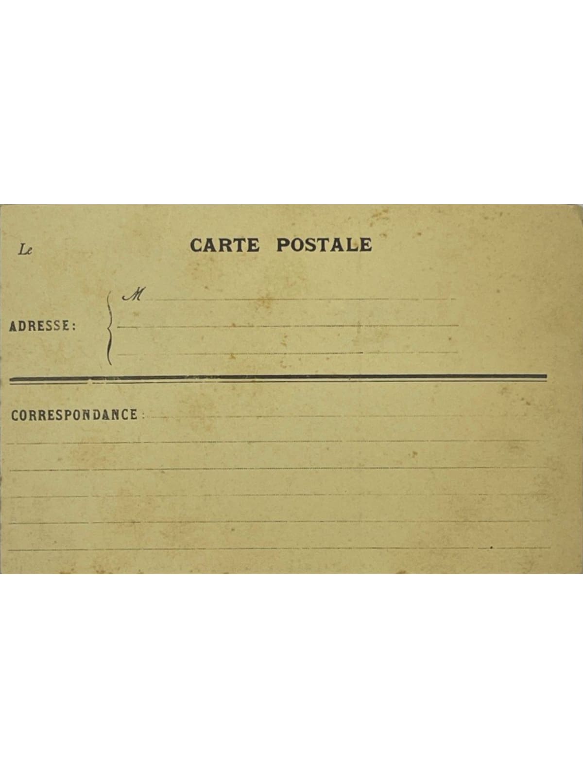 Verso de la carte postale