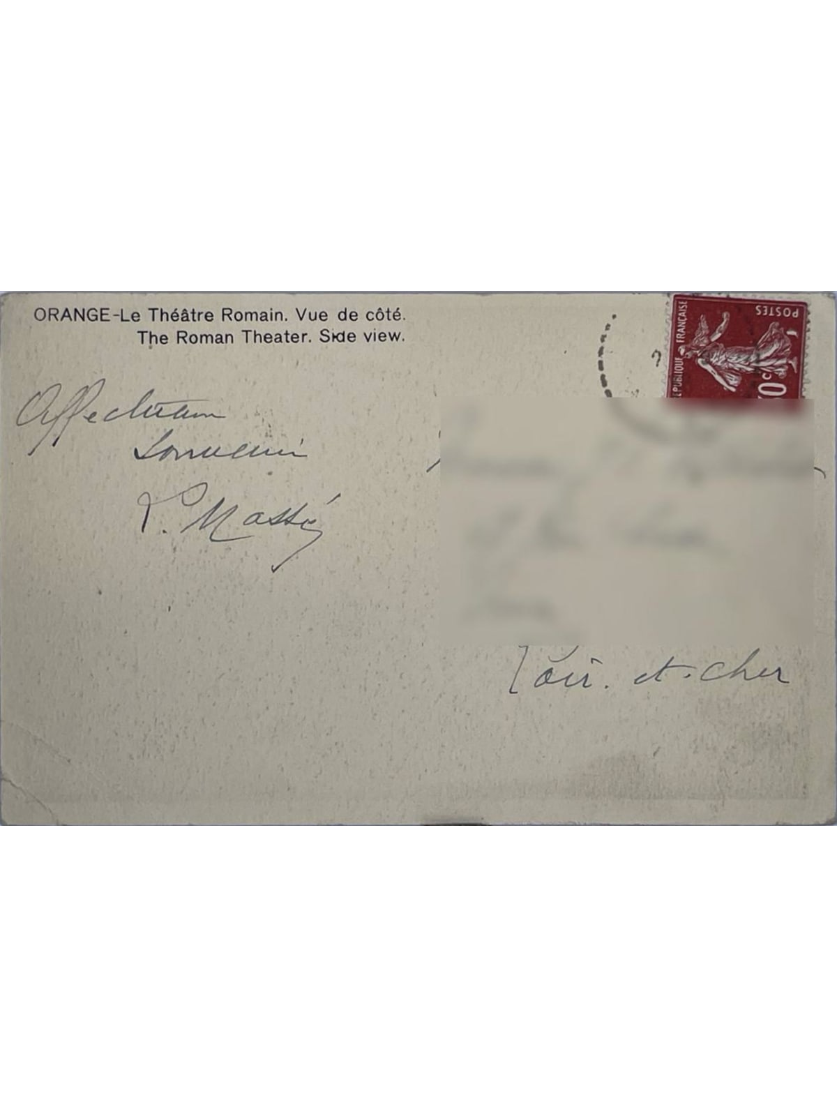 Verso de la carte postale