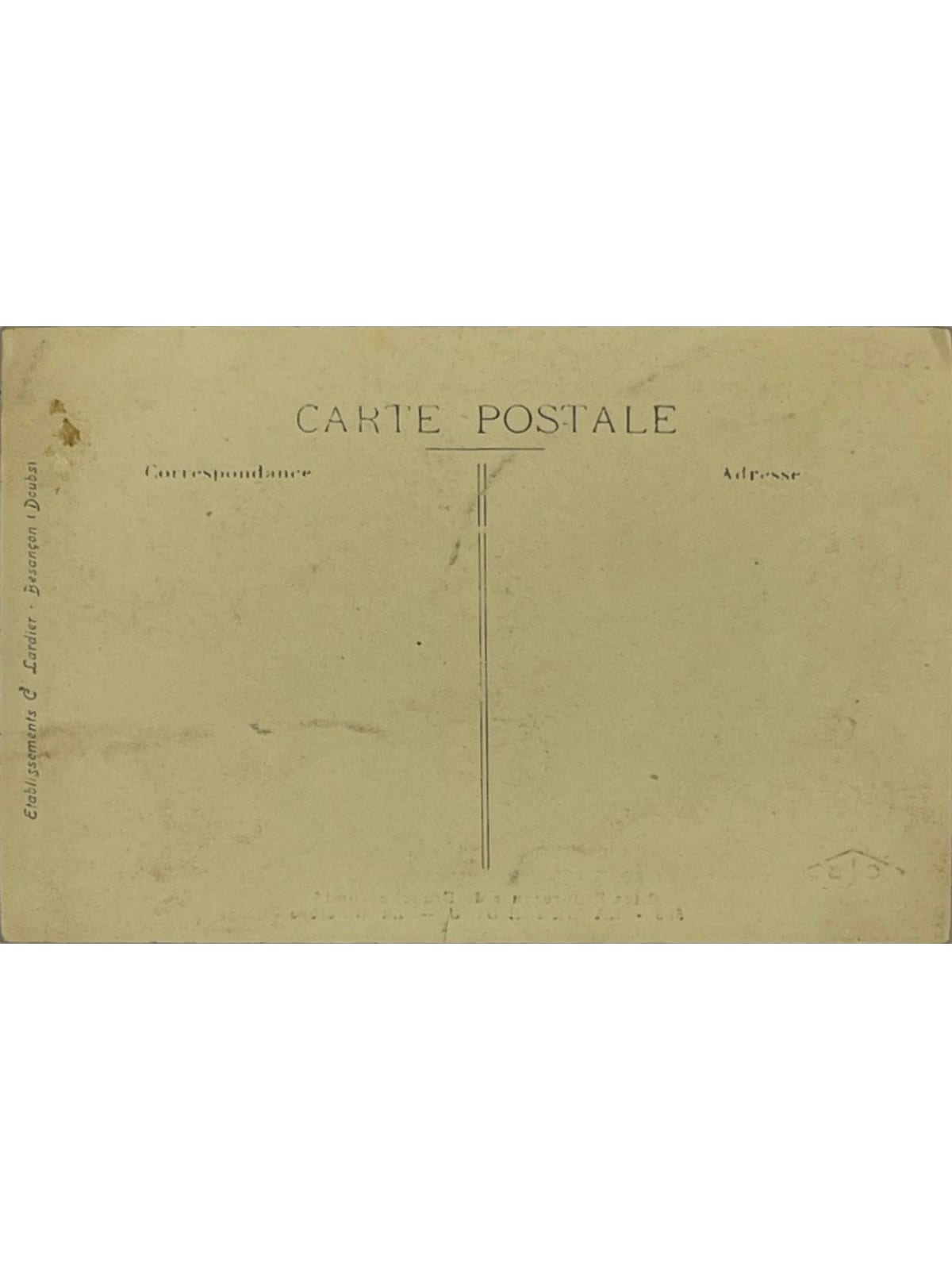 Verso de la carte postale