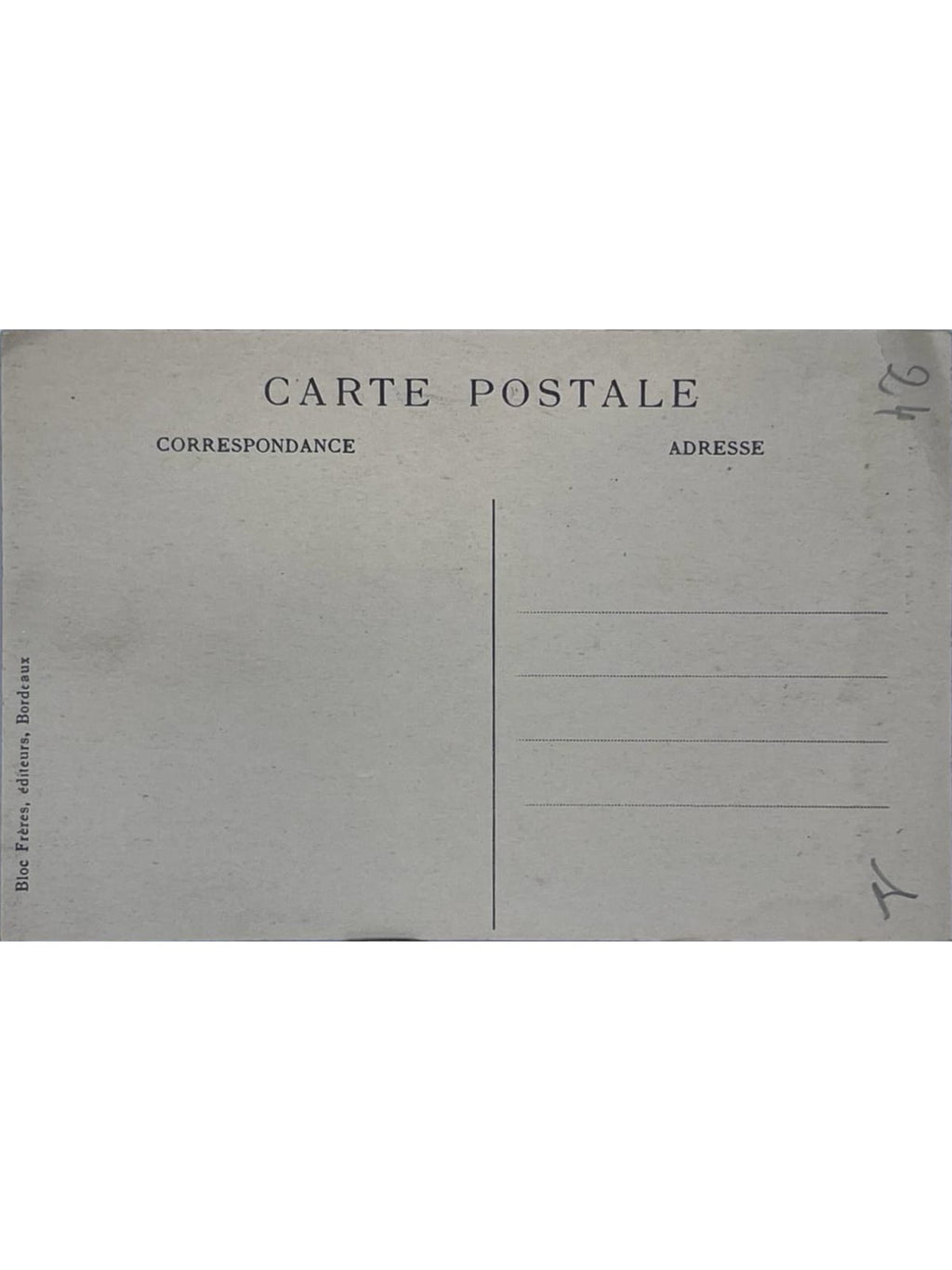 Verso de la carte postale