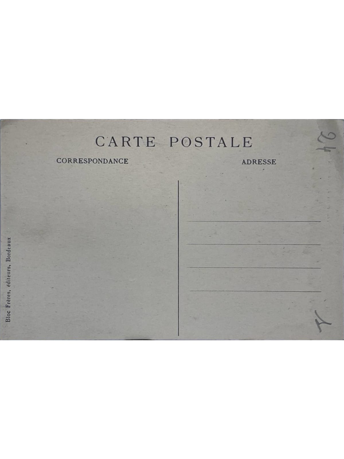 Verso de la carte postale