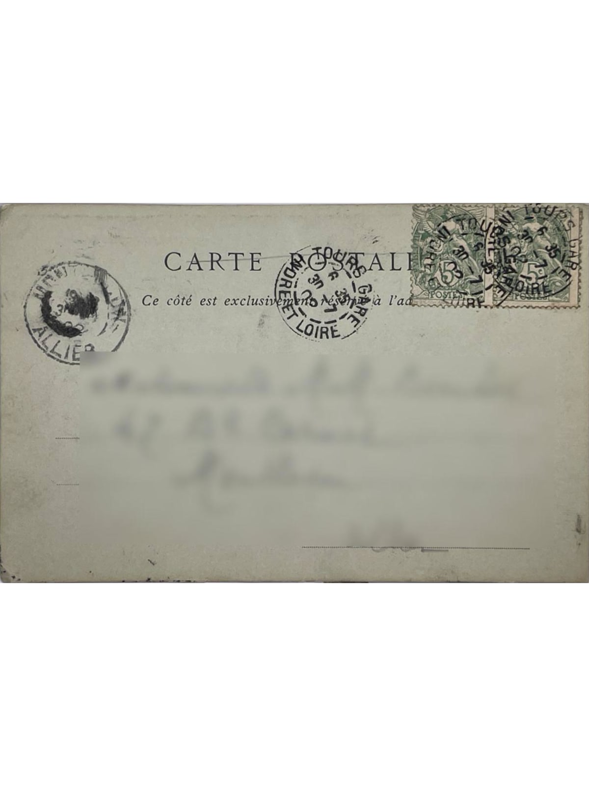 Verso de la carte postale